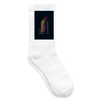 Urban Skyline – Bunte Linienkunst im modernen Stil - Tennissocken - Weiß - Rechts