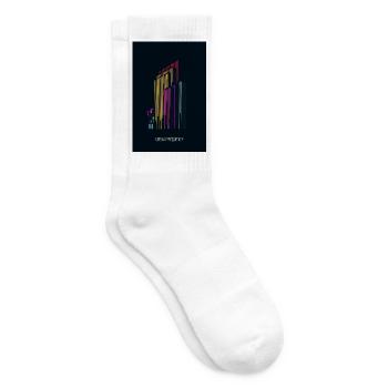 Urban Frequency – Moderne Skyline mit Schriftzug - Tennissocken - Weiß - Rechts