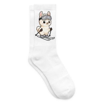 Lama Alpaka Kawaii Skifahrer Cartoon - Tennissocken - Weiß - Rechts