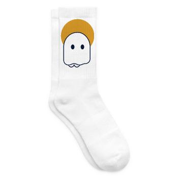 Moon Ghost – Minimaler Geist in Mondsichel - Tennissocken - Weiß - Rechts