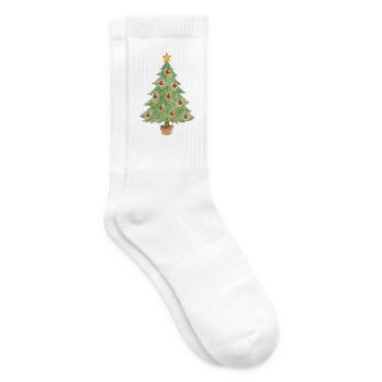 Weihnachtsbaum im Topf mit roten Ornamenten - Tennissocken - Weiß - Rechts