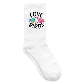 Love Birds Vögel Liebe – Süße Pärchen - Tennissocken - Weiß - Rechts