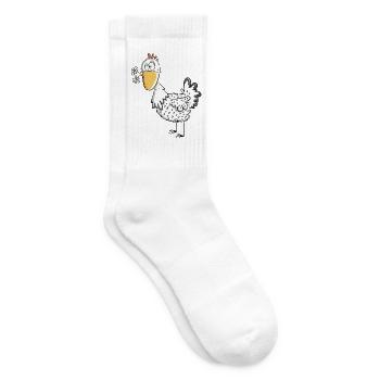 Happy Henne mit Gänseblümchen I Huhn Comic Design - Tennissocken - Weiß - Rechts