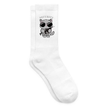 Cat Security Agent with Gun - Tennis socks - white - Right