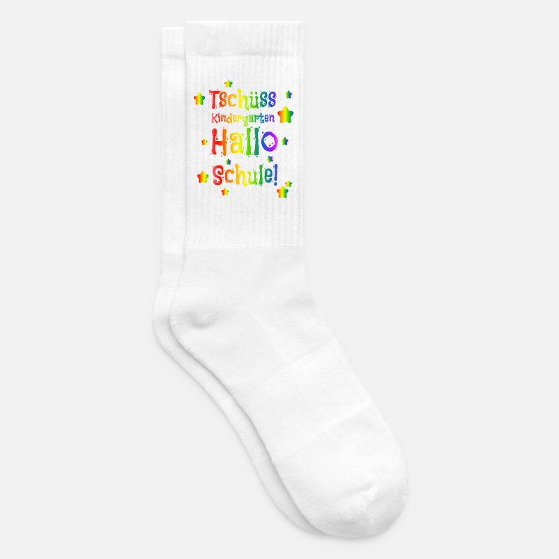 Tschüss Kindergarten Hallo Schule - Einschulung - Tennissocken - Weiß
