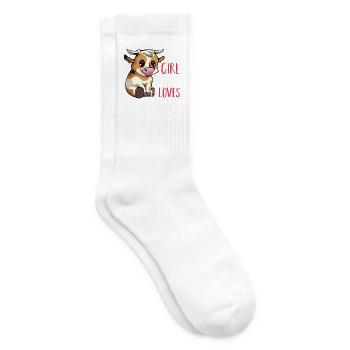 Fille à motif amoureuse des vaches - Chaussettes de tennis - blanc - Droite
