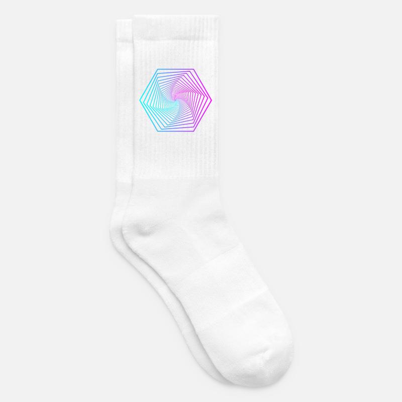 Neon-Polygonspirale Gradient - Tennissocken - Weiß