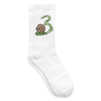 3rd birthday snail - 3 year old gift - Tennis socks - white - Right
