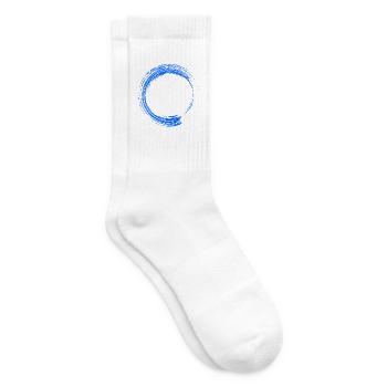 Circle Design Brush Blue - Tennis socks - white - Right