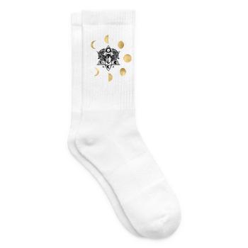 Moon Phases Gold Circle Pattern - Tennis socks - white - Right