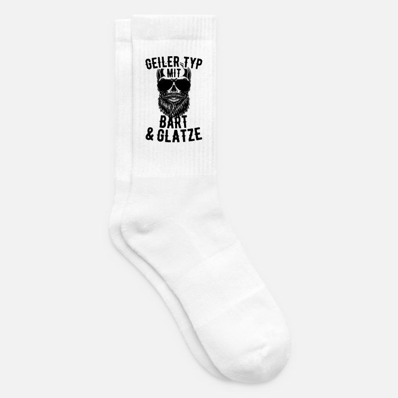 Geiler Typ Mit Bart & Glatze Glatzkopf Bartträger - Tennissocken - Weiß