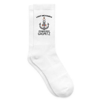 Grömitz Ostsee Spruch Geschenk - Tennissocken - Weiß - Rechts