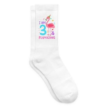3. Geburtstag Flamingo - Tennissocken - Weiß - Rechts