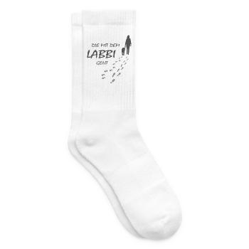 Die mit dem Labbi geht, Hundepfoten Labrador Gassi - Tennissocken - Weiß - Rechts