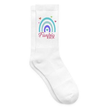 50. Geburtstag Regenbogen - Tennissocken - Weiß - Rechts