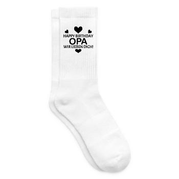 Happy Birthday Opa - Tennissocken - Weiß - Rechts