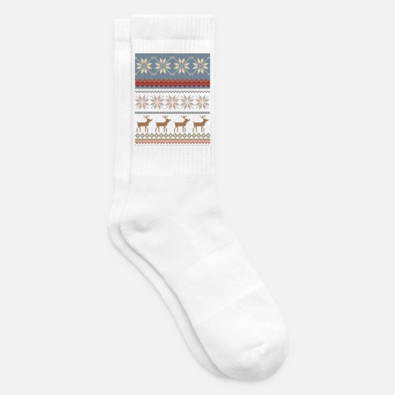 Frosty Christmas magic with reindeer - Tennis socks - white