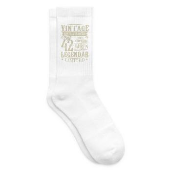 42. Geburtstag Vintage Legendär - Tennissocken - Weiß - Rechts