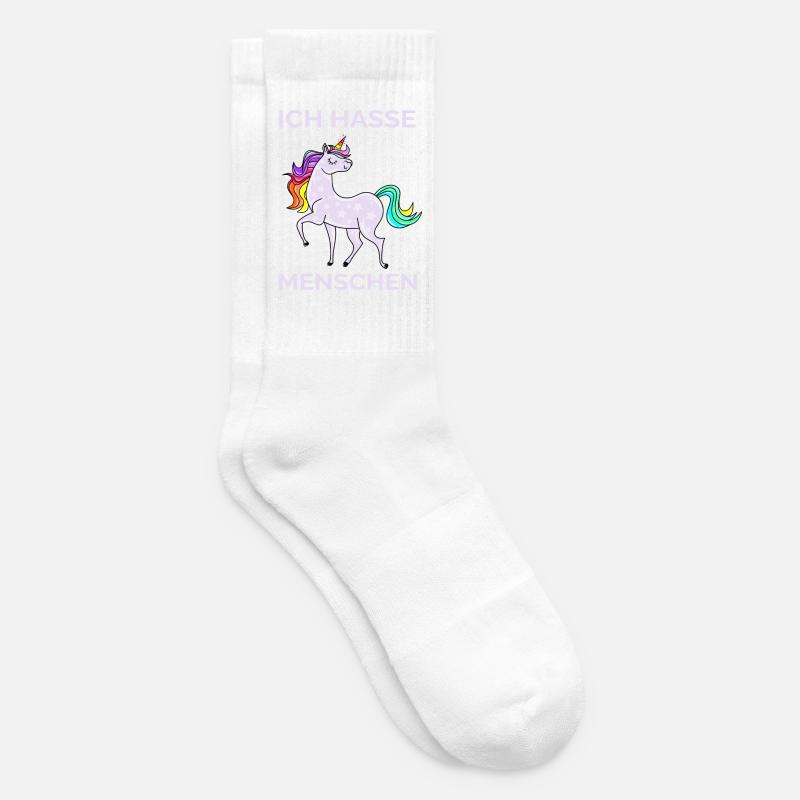 ICH HASSE MENSCHEN EINHORN - Tennissocken - Weiß