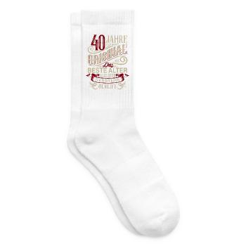 40. Geburtstag Vintage Retro - Tennissocken - Weiß - Rechts