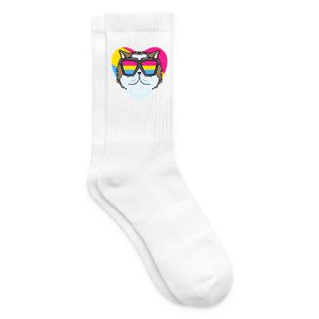 Pansexual Cat Persian Cat Heart Gift - Tennis socks - white - Right