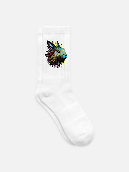 Kaninchen Hase Ostern Geschenk Bunt Hasengesicht - Tennissocken - Weiß