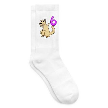 6 Birthday 6 years old with animal motif - six - Tennis socks - white - Right