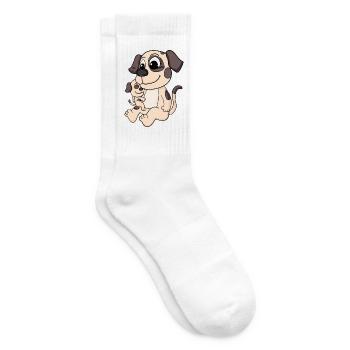 Famille de chiens - Chien avec bébé - Chaussettes de tennis - blanc - Droite