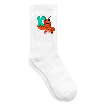 10. Geburtstag Motiv Hummer - zehn Jahre - Tennissocken - Weiß - Rechts