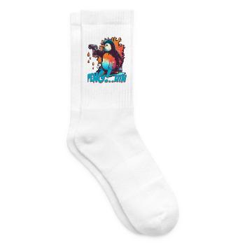 Pen..guin Pinguin mit Pistole - Tennissocken - Weiß - Rechts