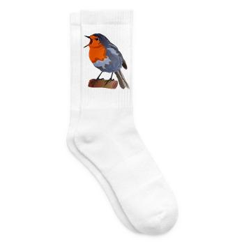 Robin Bird Illustration über Textil - Tennissocken - Weiß - Rechts