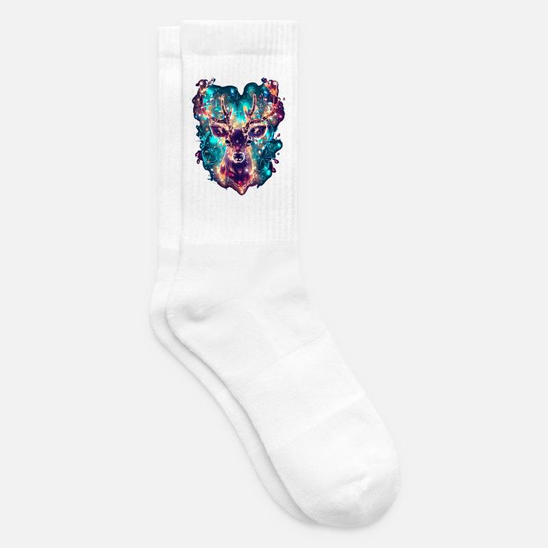 Rentier Hirsch mit Lichterkette im Geweih - Tennissocken - Weiß