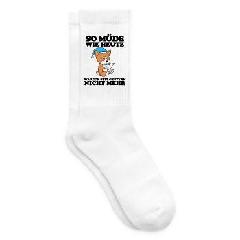 Müde Spruch Verschlafen Schlafen Ausschlafen Faul - Tennissocken - Weiß - Rechts