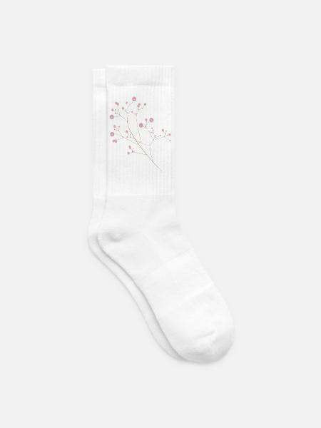 zarte rosa Blüten Zierpflanze Schleierkraut - Tennissocken - Weiß