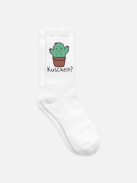 Süßer Kaktus/ Sukkulente will kuscheln - Tennissocken - Weiß
