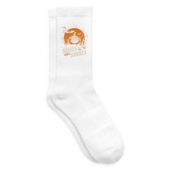 Halloween Kürbis - Süßes oder Saures - Tennissocken - Weiß - Rechts