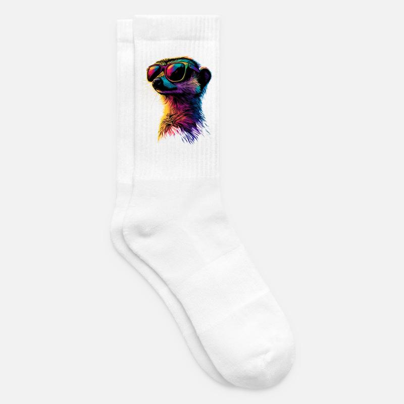 Erdmännchen Sonnenbrille Bunt Süßes Erdmännchen - Tennissocken - Weiß