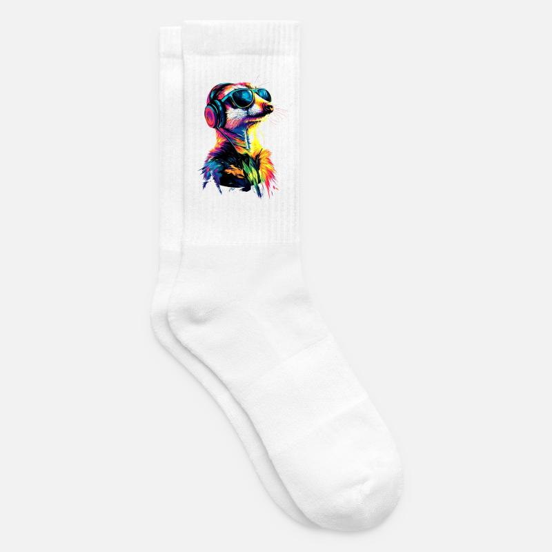 Erdmännchen Sonnenbrille Bunt Süßes Erdmännchen - Tennissocken - Weiß