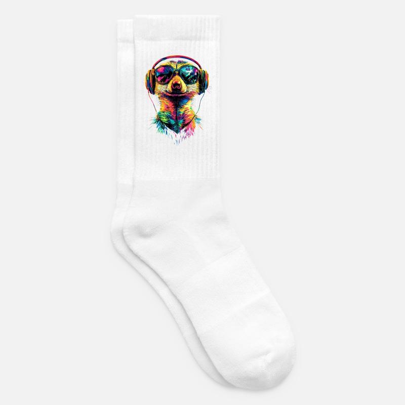 Erdmännchen Sonnenbrille Bunt Süßes Erdmännchen - Tennissocken - Weiß