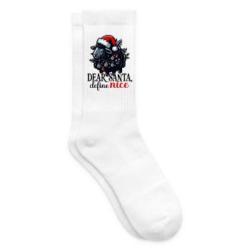 Dear Santa, Define 'Nice' – Schwarzes Schaf Design - Tennissocken - Weiß - Rechts