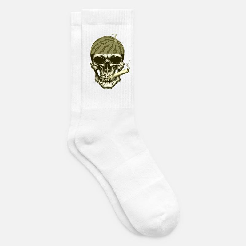 tête de Pastèque crâne stylé - Chaussettes de tennis - blanc