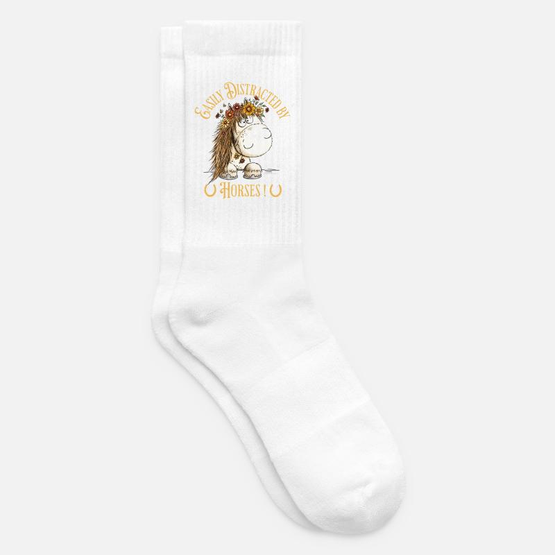 Easily Distracted By Horses Pferd Spruch - Tennissocken - Weiß