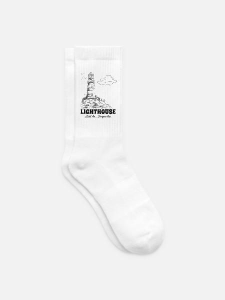 Leuchtturm Sketch Meer Urlaub Spruch - Tennissocken - Weiß