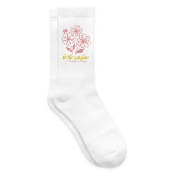 Blumen - Frühling - Be the sunshine - Spruch - Tennissocken - Weiß - Rechts