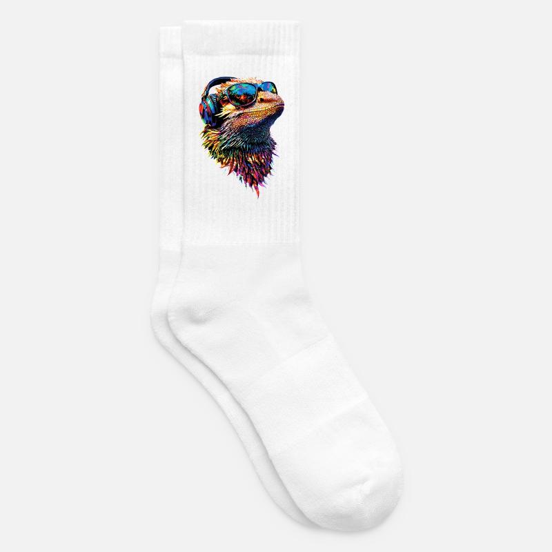 Bartagame Echse Bearded Dragon Süße Bartagamen - Tennissocken - Weiß
