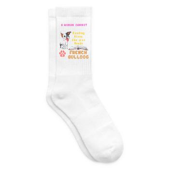 Eine Frau braucht die Französische Bulldogge – Reading & Dog Lover - Tennissocken - Weiß - Rechts