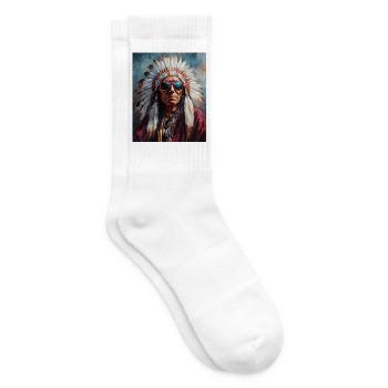 Indianer Häuptling mit Sonnenbrille - Tennissocken - Weiß - Rechts
