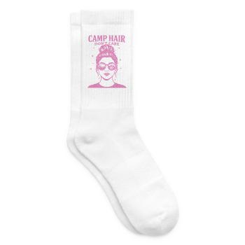 Camp Hair Don't Care Lustiger Camping Camper - Tennissocken - Weiß - Rechts