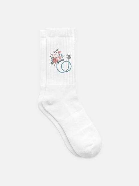 Blumiges Stethoskop - Tennissocken - Weiß