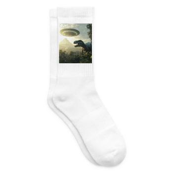 T-Rex selfie with UFO - Tennis socks - white - Right
